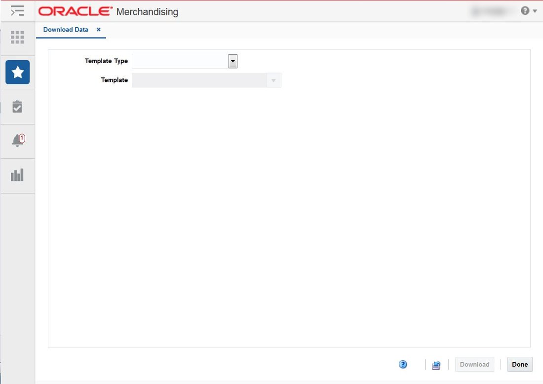 RMS Download Data tab with empty Template Type and Template fields.
