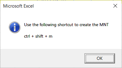 Pop-up reminding you to press Ctrl+Shift+M to create the MNT file.